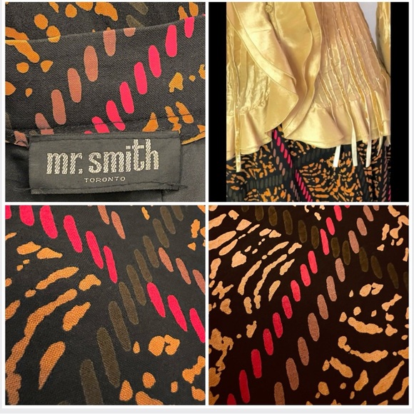 🇨🇦 Vintage ’90s A-Line Maxi Skirt – Red, Brown & Caramel Abstract on Black - Picture 9 of 16